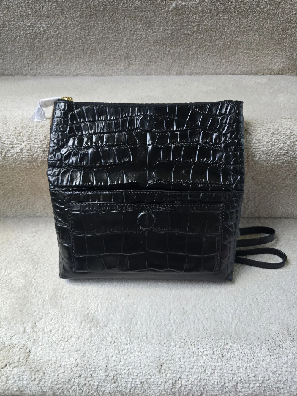 Michael Kors Leopard-Trim Fold-Over Crossbody in Black and Brown